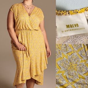 Maeve Fete Asymmetrical Midi Dress Anthropologie L